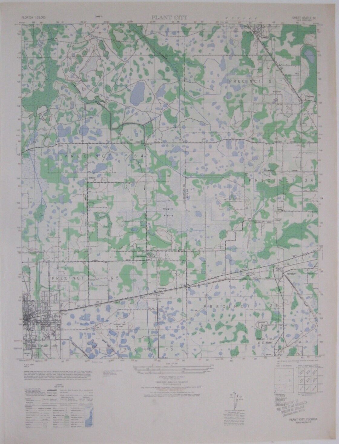 Original 1949 US Army Topo Map PLANT CITY Florida Hillsborough Polk Counties