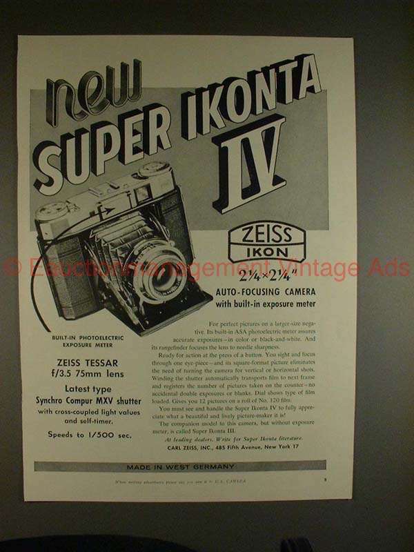 1956 Zeiss Ikon Super Ikonta IV Camera Ad, NICE