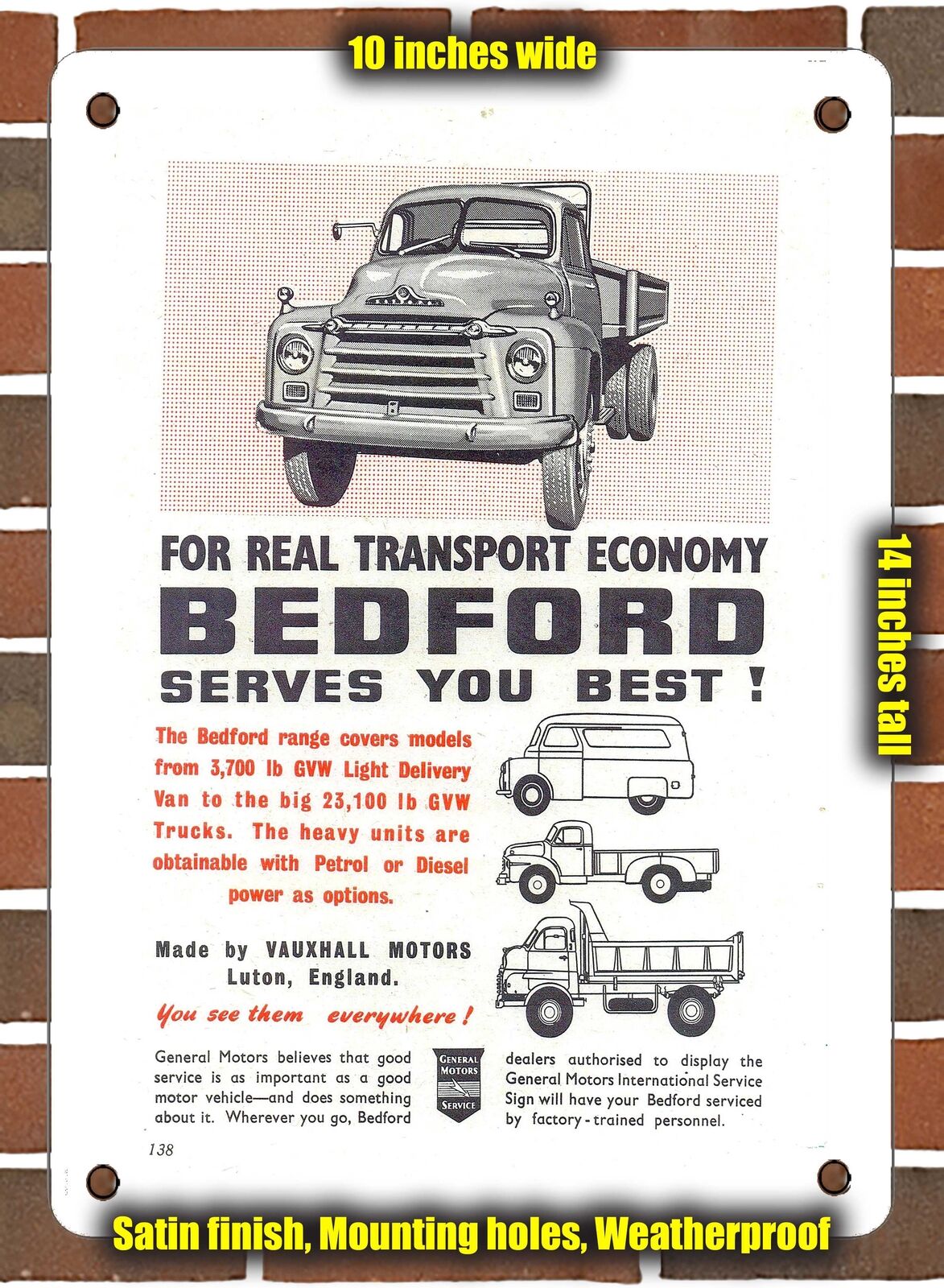 METAL SIGN - 1957 Bedford South Africa - 10x14 Inches