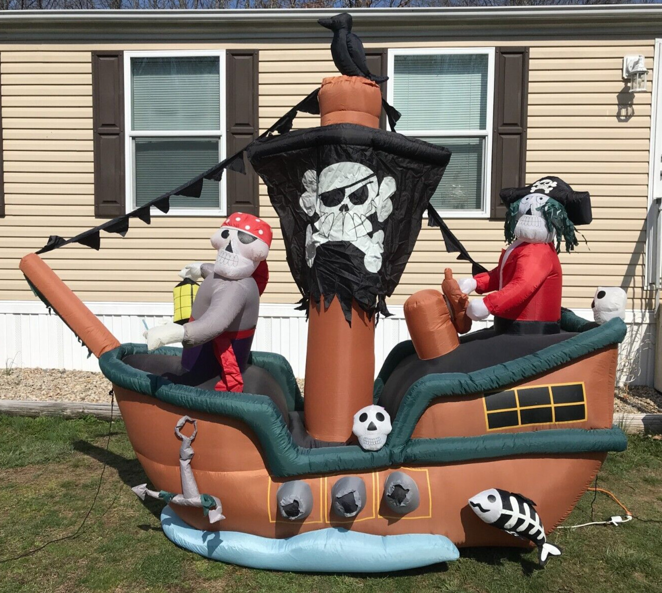 Gemmy Airblown Halloween Inflatable Pirate Ship 10ftx8.5ft Moving Arms- PLZ READ