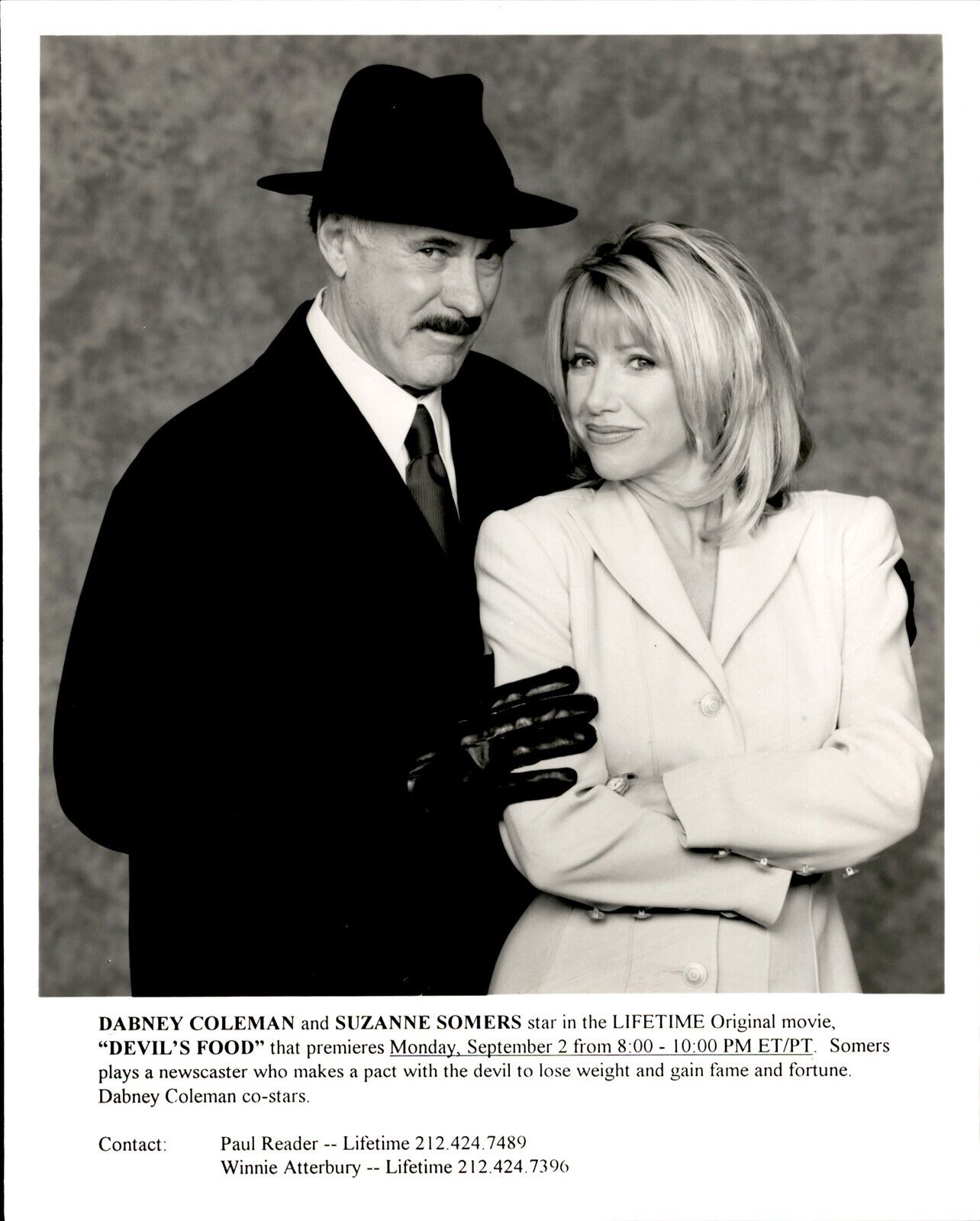 LD315 1996 Original Photo DABNEY COLEMAN SUZANNE SOMERS Stars in DEVIL\'S FOOD