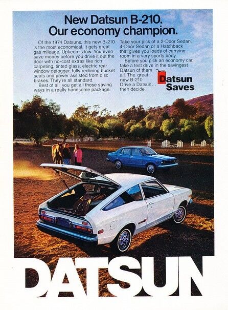 1974 Datsun B-210 B210 Original Advertisement Print Art Car Ad D54
