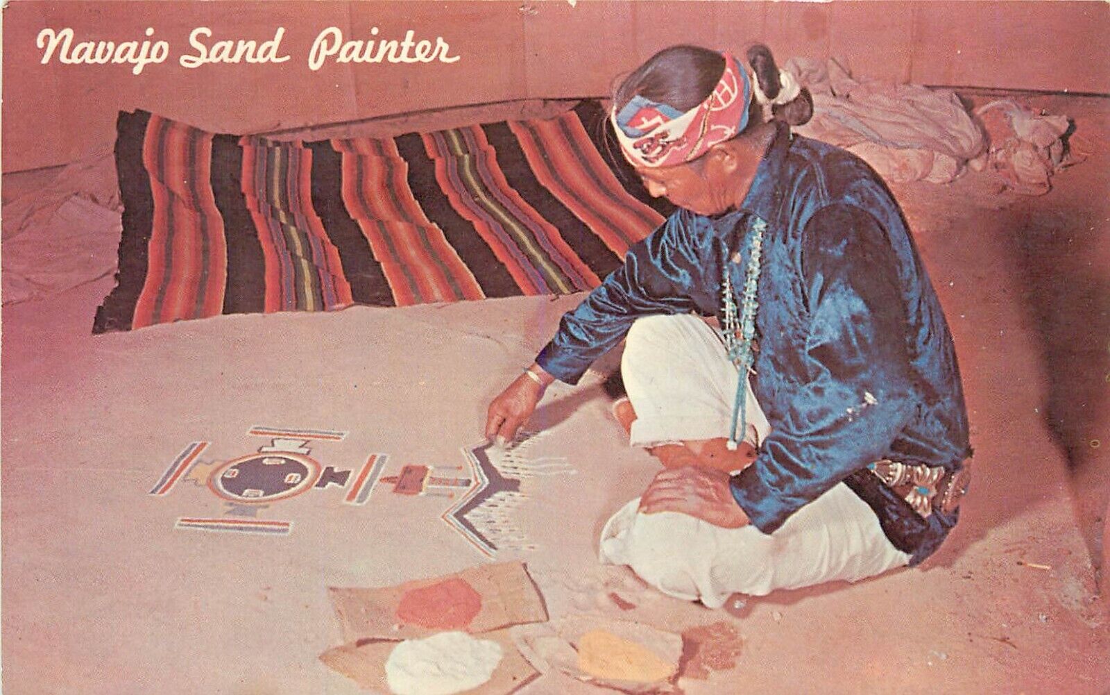 Navajo Sand Painter Native American Indian Postcard