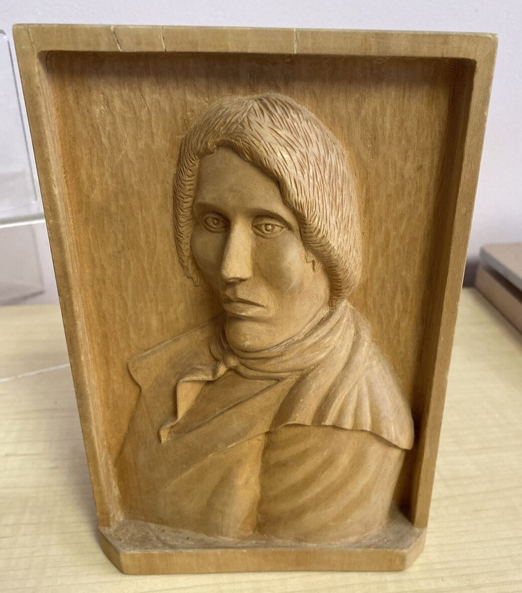 Wooden Hand Carved Tecumseh Relief Signed By Artist Made Chech Republic