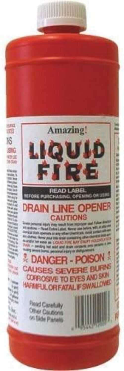 Liquid Fire Drain Line Opener - 2 Set 32 Oz - Dissolves Clogs, Free Drains