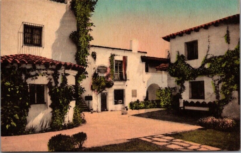De La Guerra Studios Santa Barbara CA Postcard Hand Colored Albertype c1930s