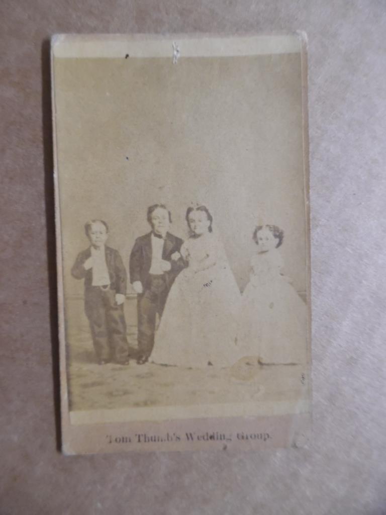 c.1860s Tom Thumb Wedding Group CDV Photo Midgets Human Oddity Antique Original 