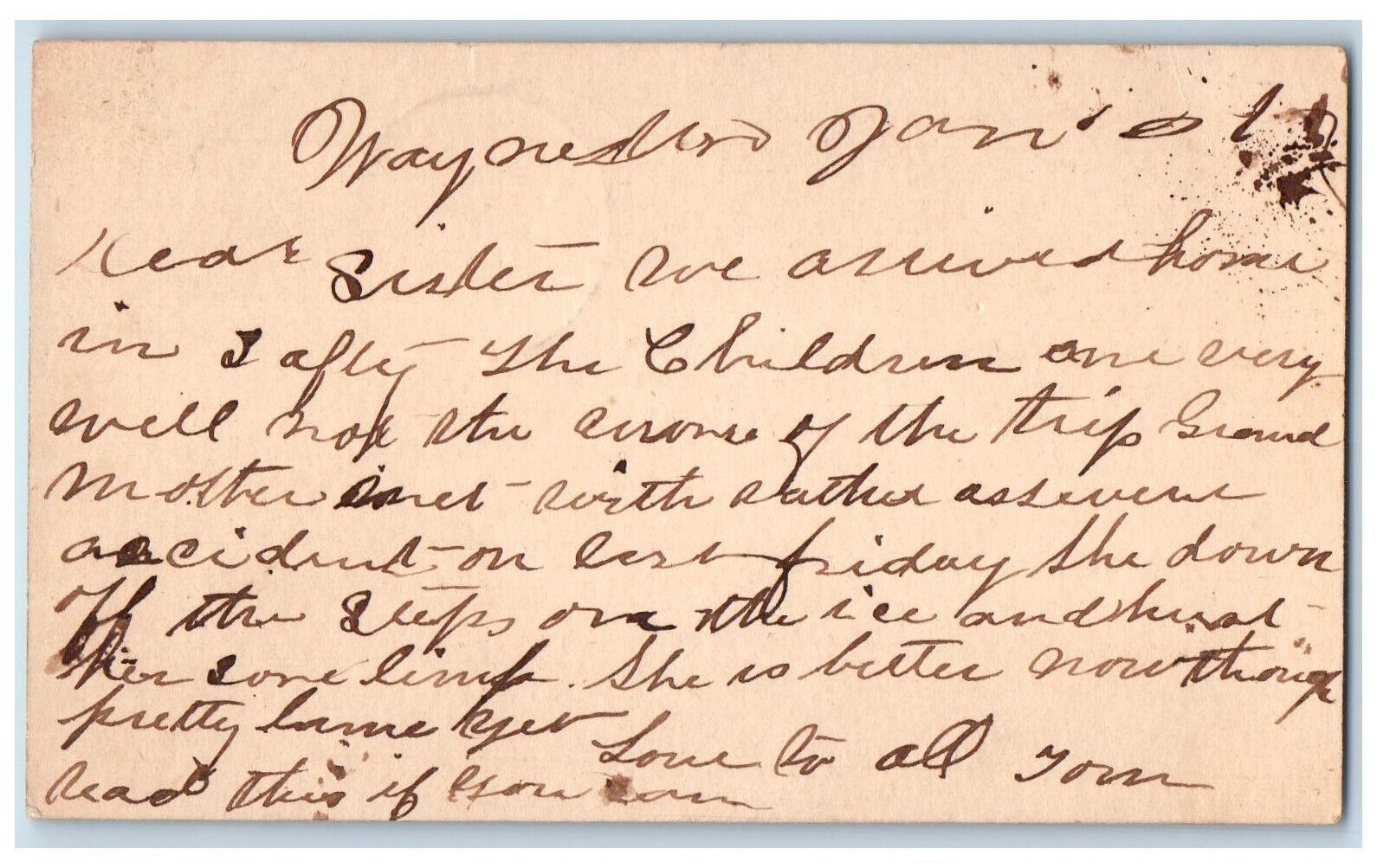 c1880\'s Miss Ella Gordon Waynesboro Pennsylvania PA Adams County PA Postal Card