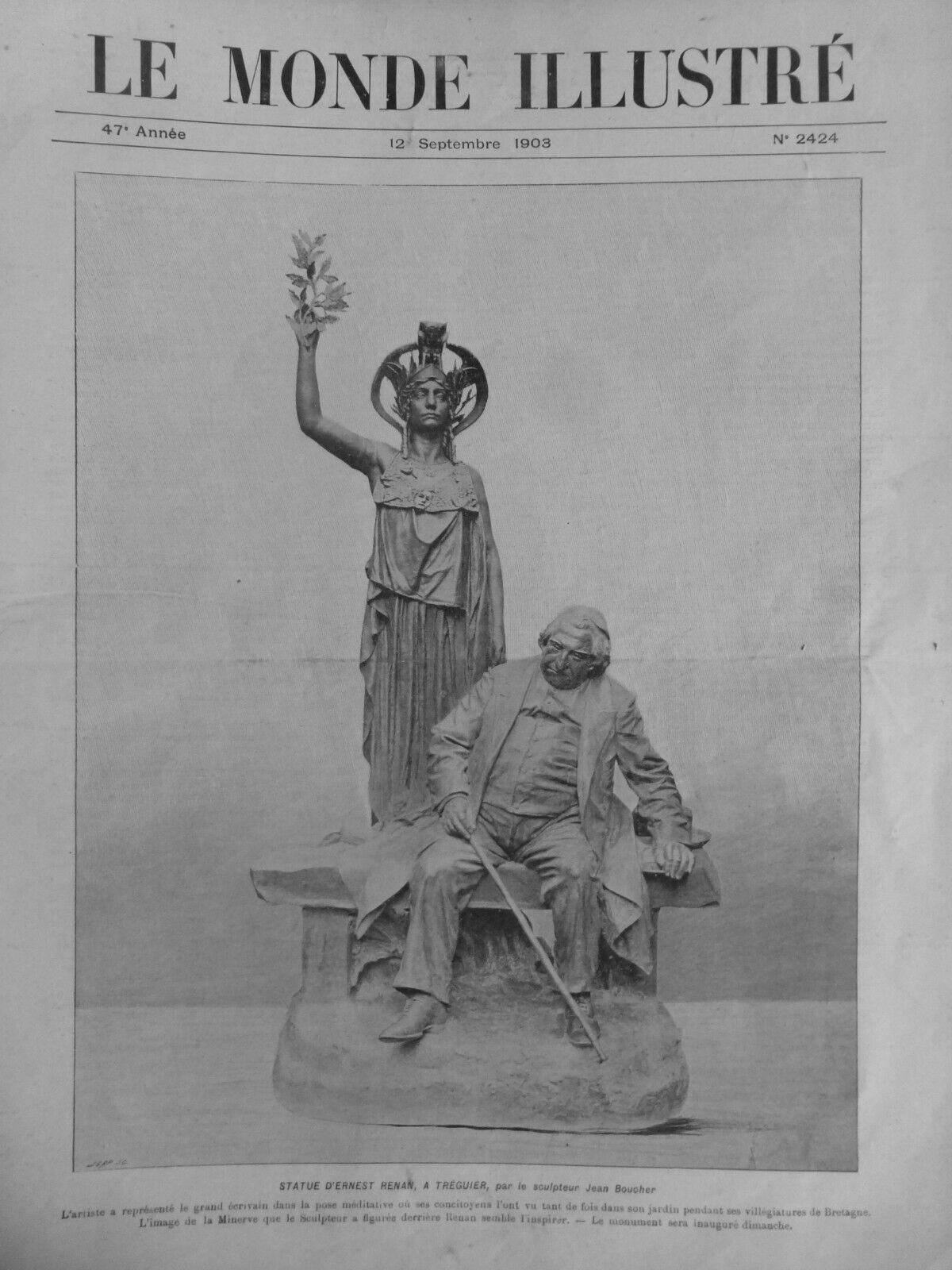 1903 Ernest Renan Jean Boucher Sculptor 1 Old Newspaper