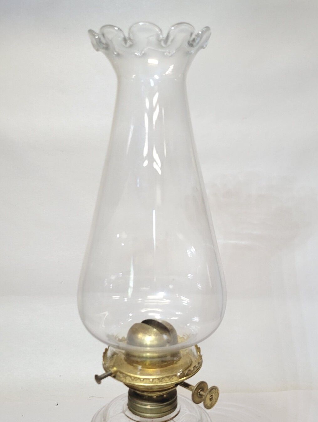 1871, 1877, 1879 Dual Thumbwheel Oil Lamp #1 #2 Burner, Flared Lip Petal Chimney