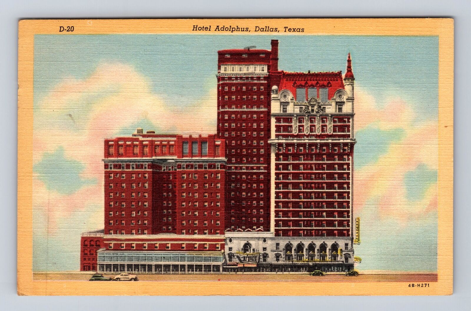 Dallas TX-Texas, Hotel Adolphus, Advertising, Antique Vintage c1945 Postcard