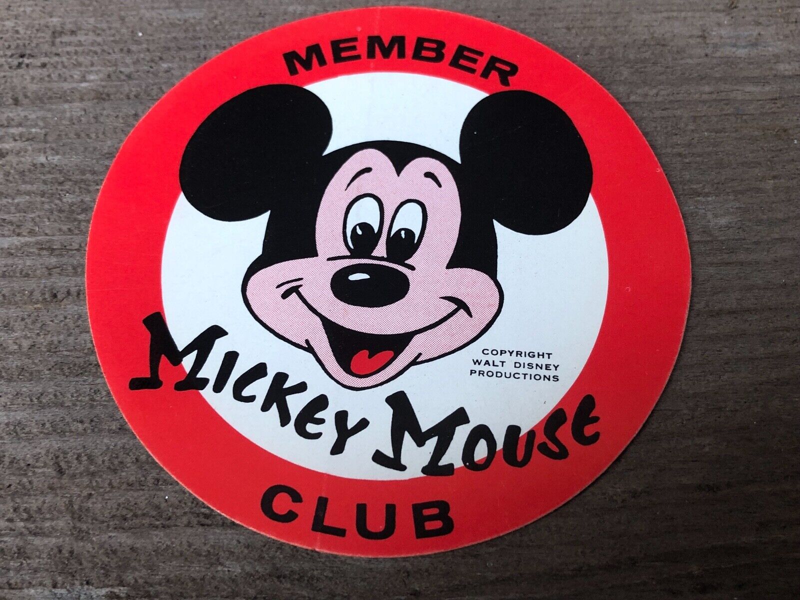 Vintage MICKEY MOUSE CLUB Decal Sticker c.1950\'s -60\'s Red & White - 2 3/4\