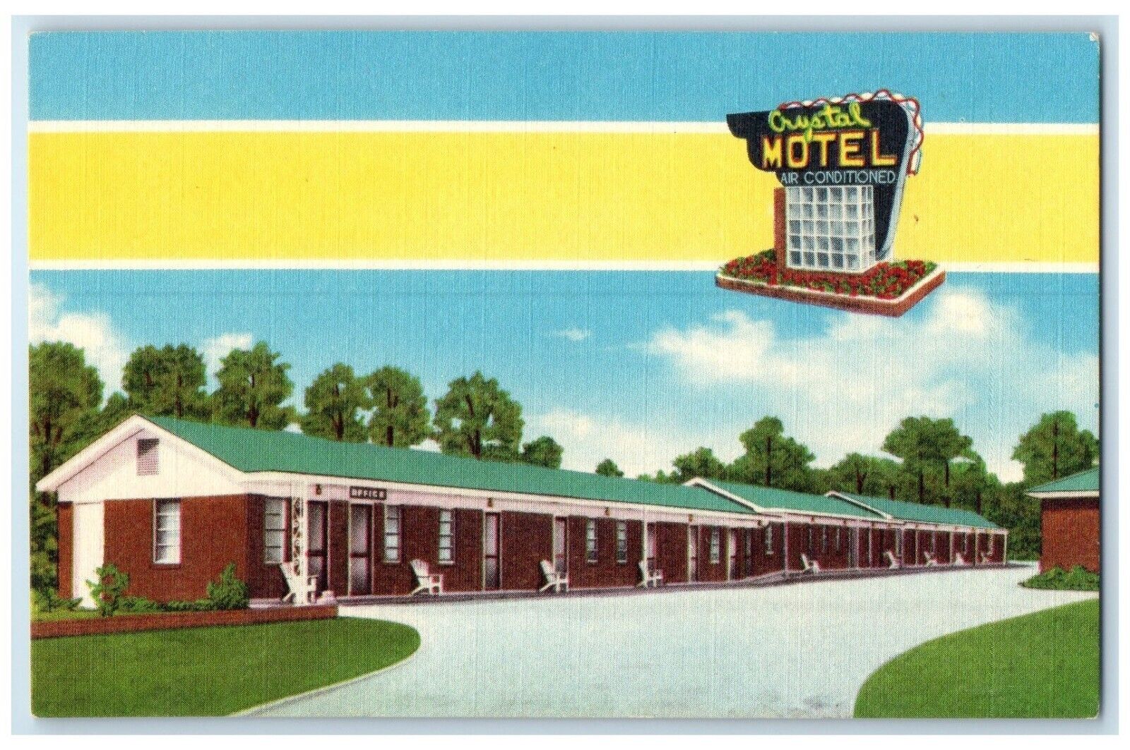 c1950's Crystal Motel Charleston Highway West Columbia SC Vintage Postcard