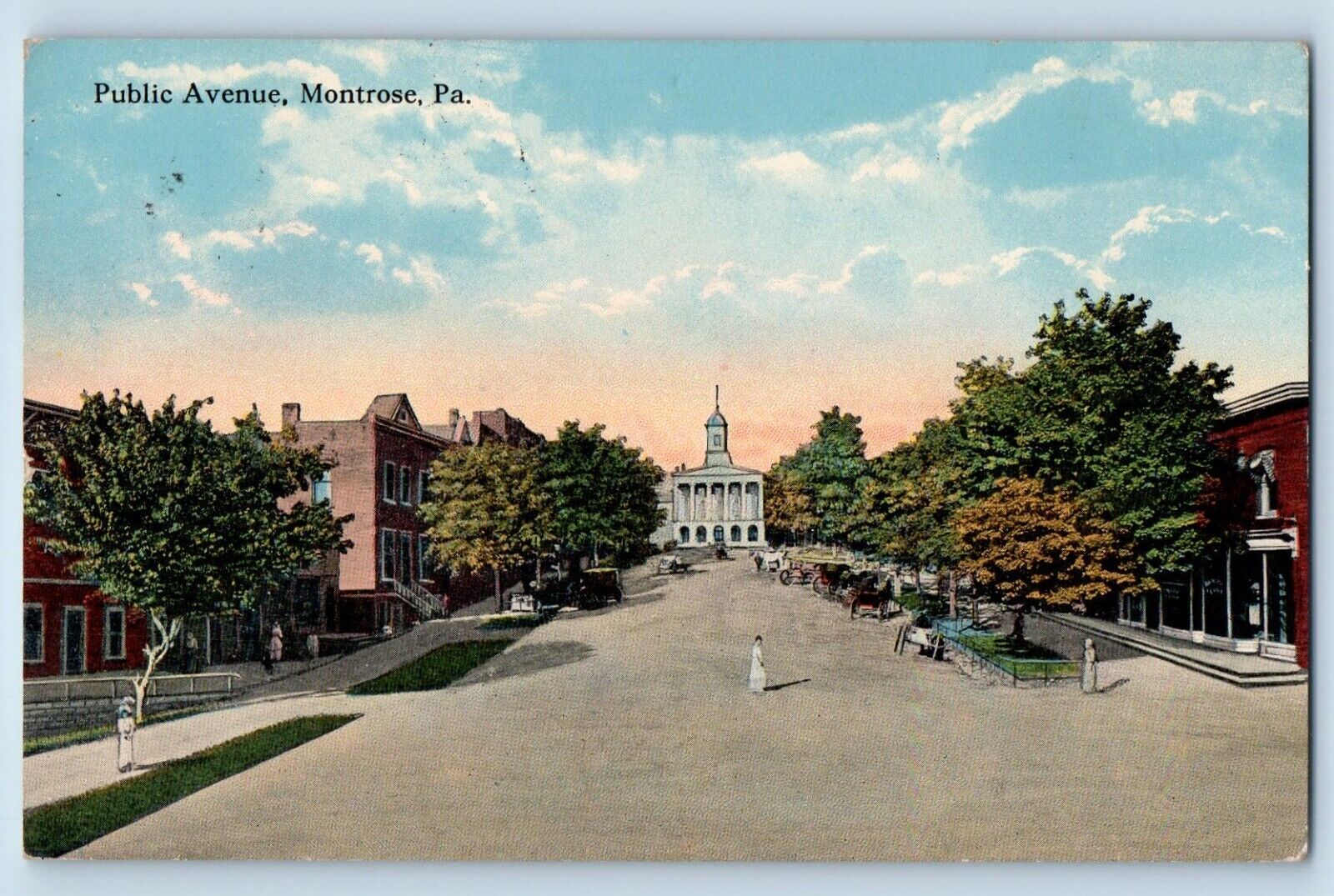 Montrose Pennsylvania Postcard Public Avenue Exterior View c1915 Vintage Antique