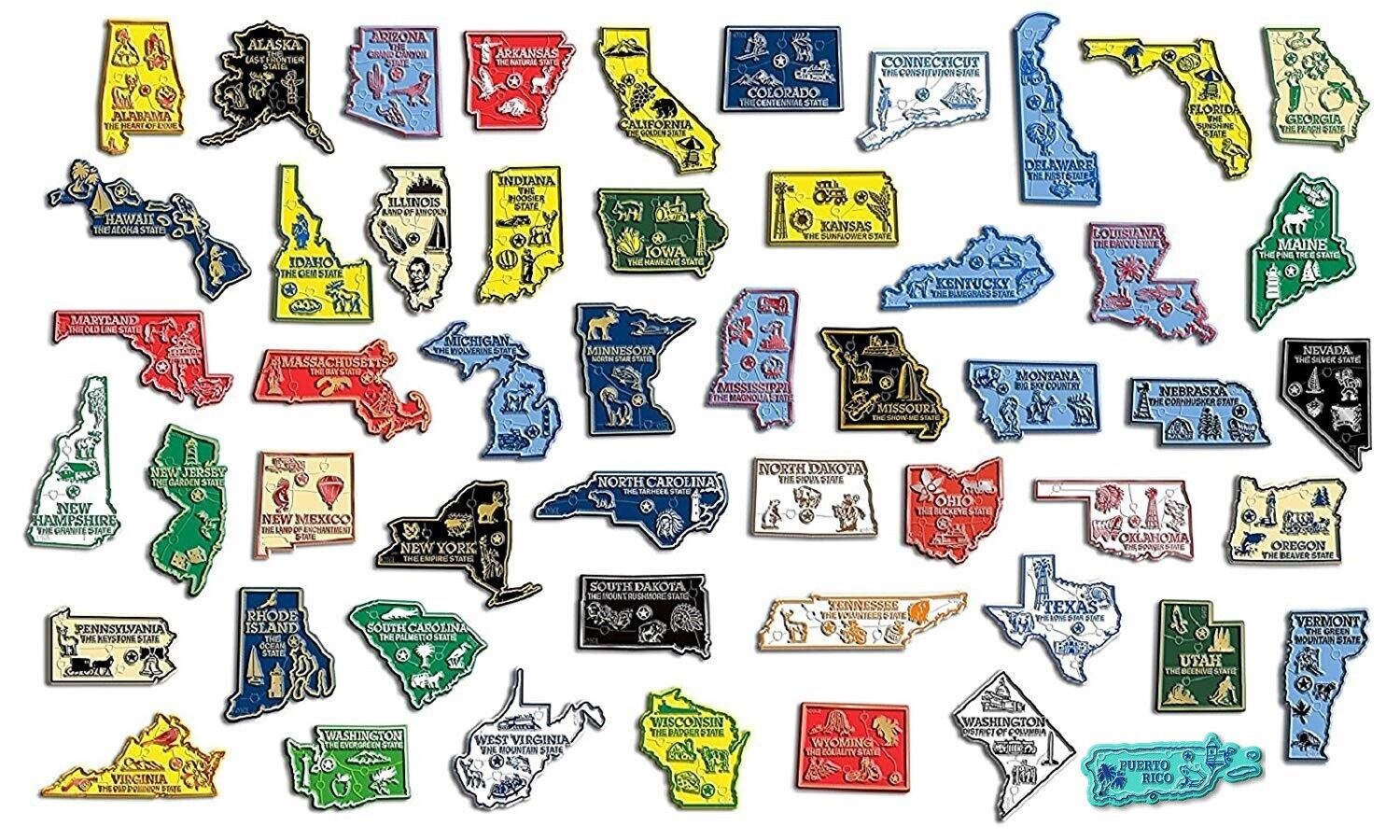 All 50 State Map Magnets Plus Washington DC and Puerto Rico 