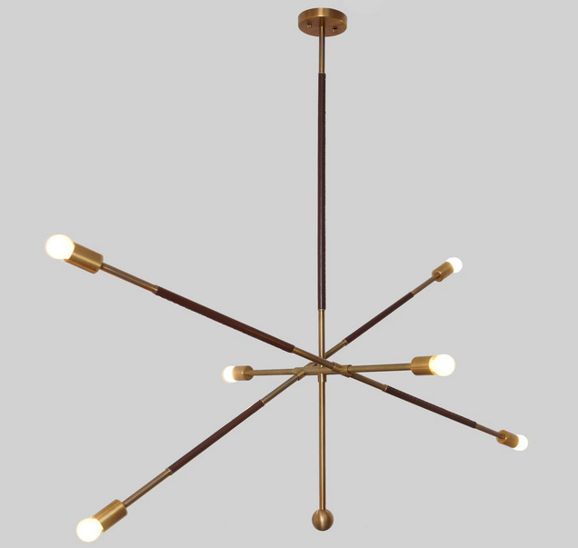 6 Lights Tandem Pendant Light Fixture - Sputnik Brass Chandelier Light Fixture