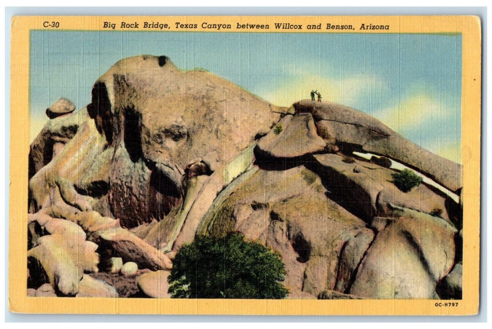 c1950\'s Big Rock Bridge Texas Canyon Between Willcox And Benson AZ Postcard