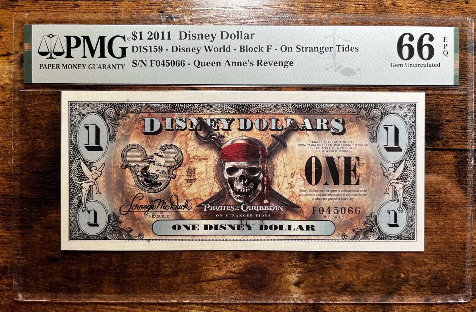 2011 $1 Disney Dollar Queen Anne\'s Revenge On Stranger Tides PMG GEM UNC 66EPQ