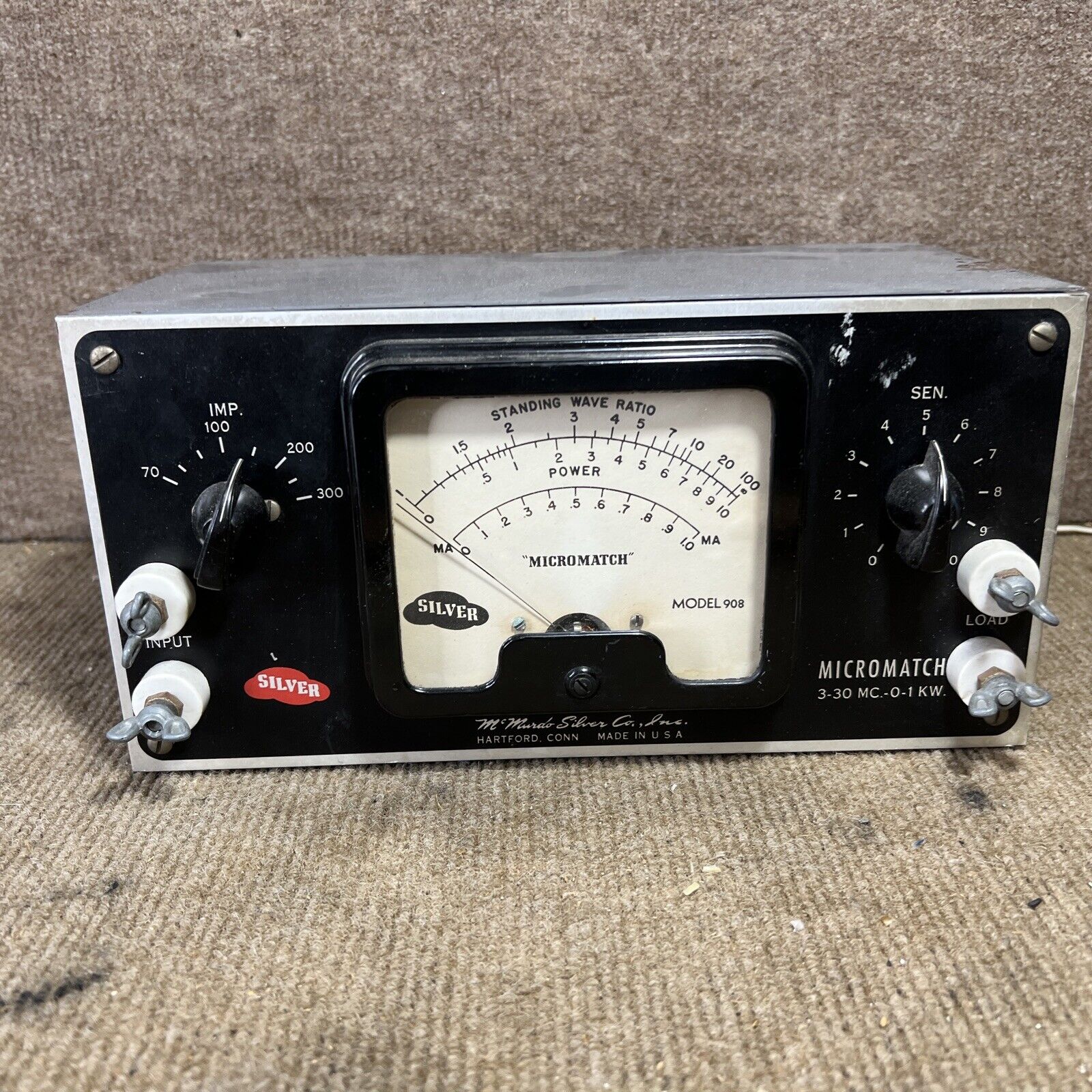 Vintage McMurdo Silver Model 908 Micro match 3-30 MC 0-1 KW