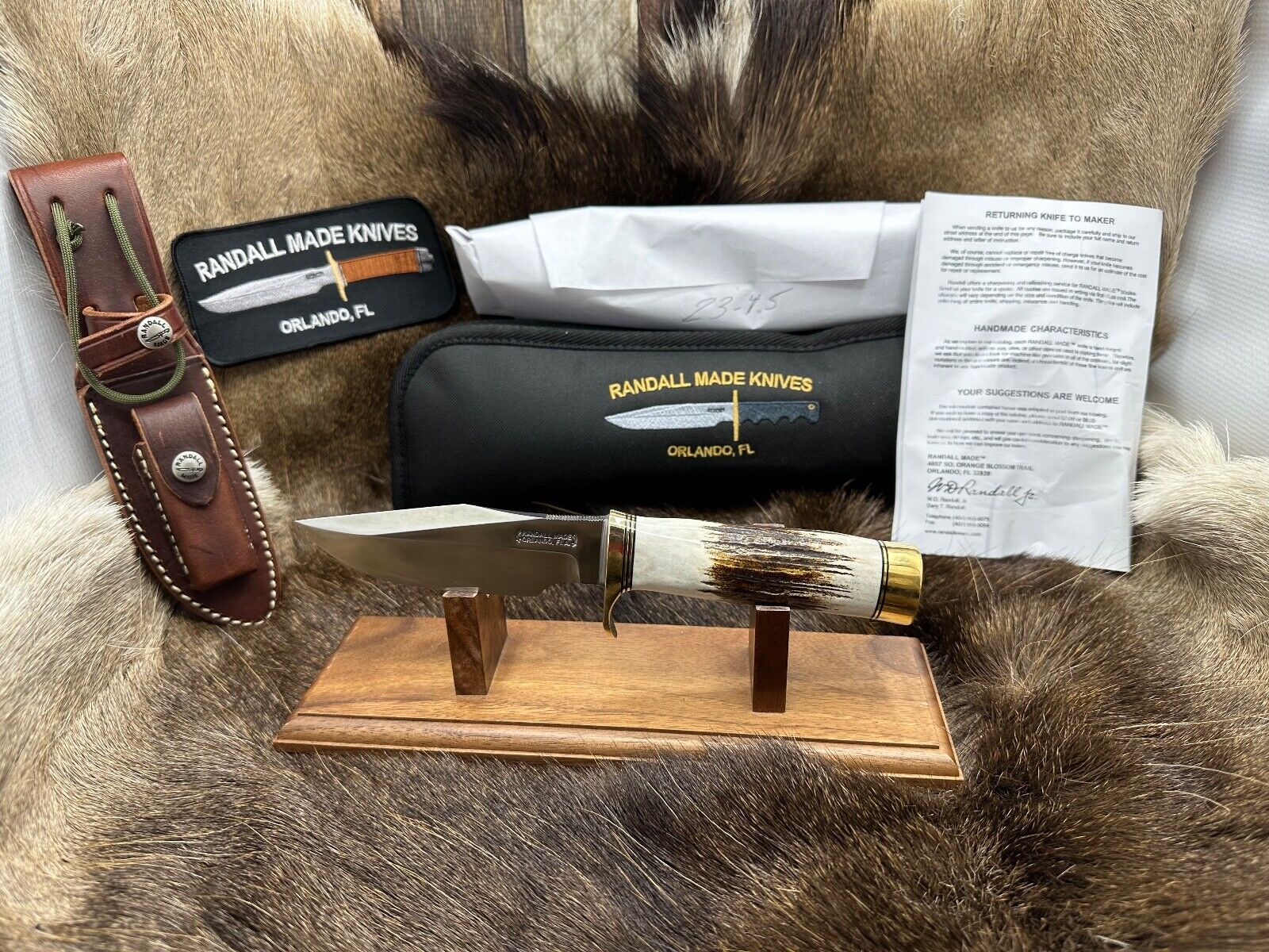 Randall Model 23 4 1/2 Gamemaster Knife Stag Handle Sheath & Randall Pouch Mint