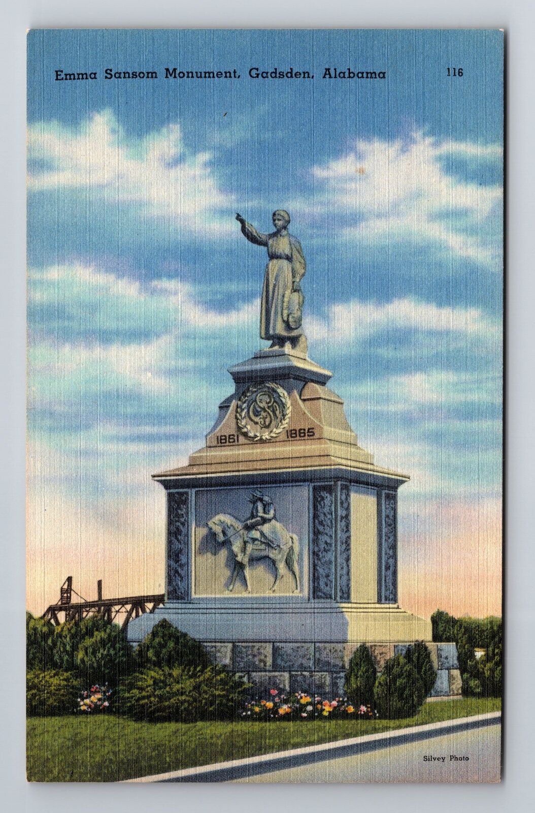 Gadsden AL-Alabama, Emma Sansom Monument, Antique, Vintage Postcard