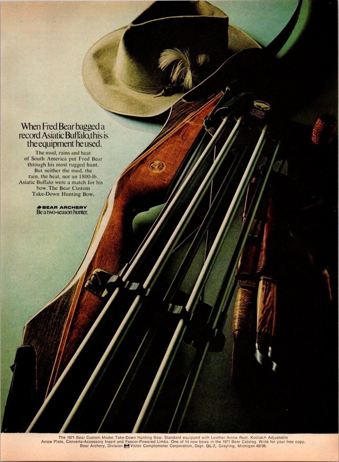 Bear Archery-The Bear Custom Take Down Hunting Bow-Vintage Print Ad