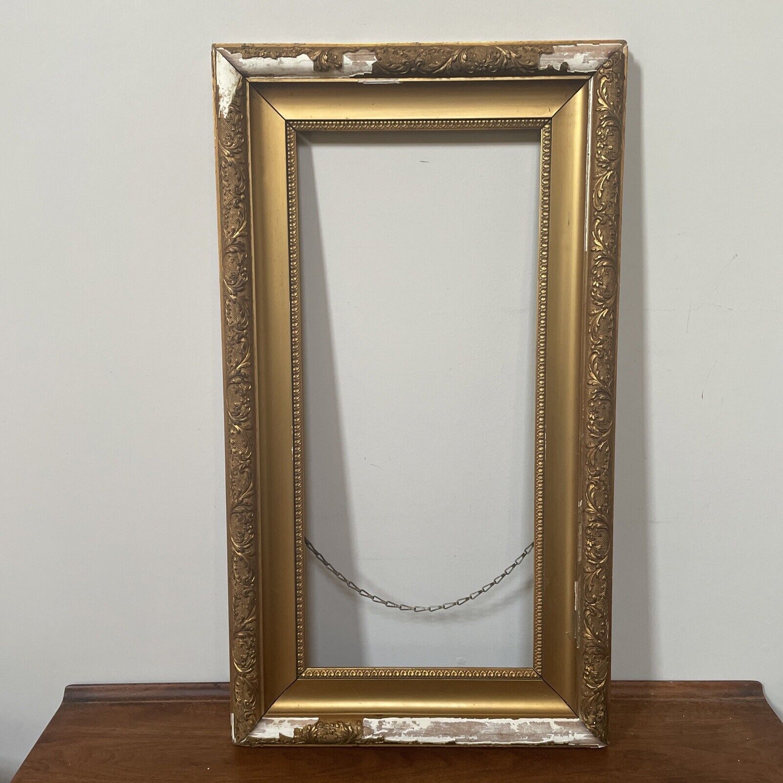 Rare Antique Victorian Large Gold Gilded Ornate Wooden Art Frame-Fix Up