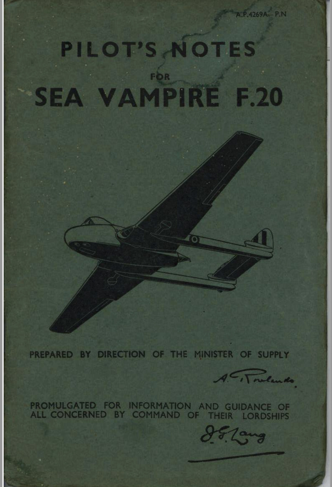 43 Page 1951 De Havilland Sea Vampire F.20 Pilot\'s Notes Flight Manual on CD