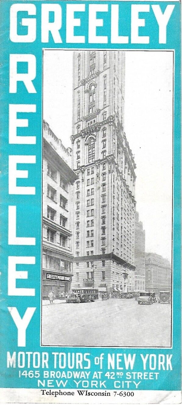 Original 1927 Greeley Pierce Arrow Motor Coach Tours New York City Map Booklet