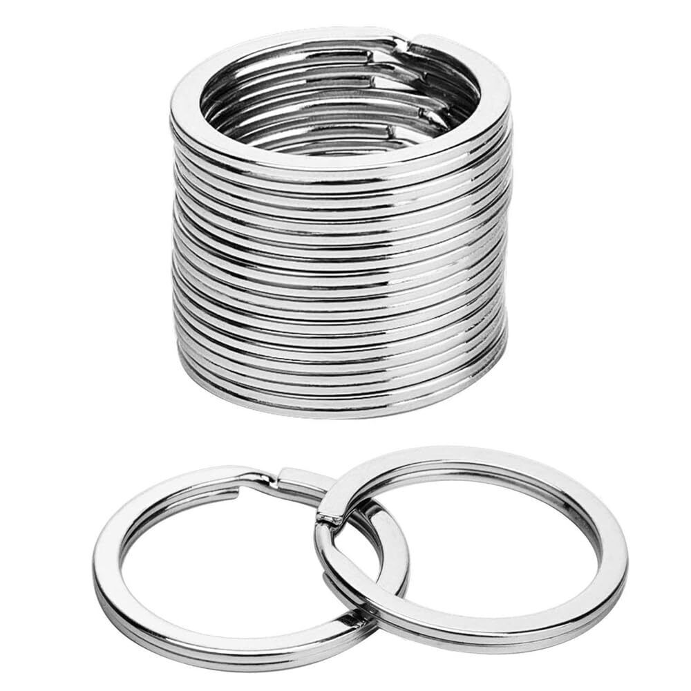 Wayliea Stainless Steel Key Chain Rings Silver, Flat Split Metal Keyrings Bul...