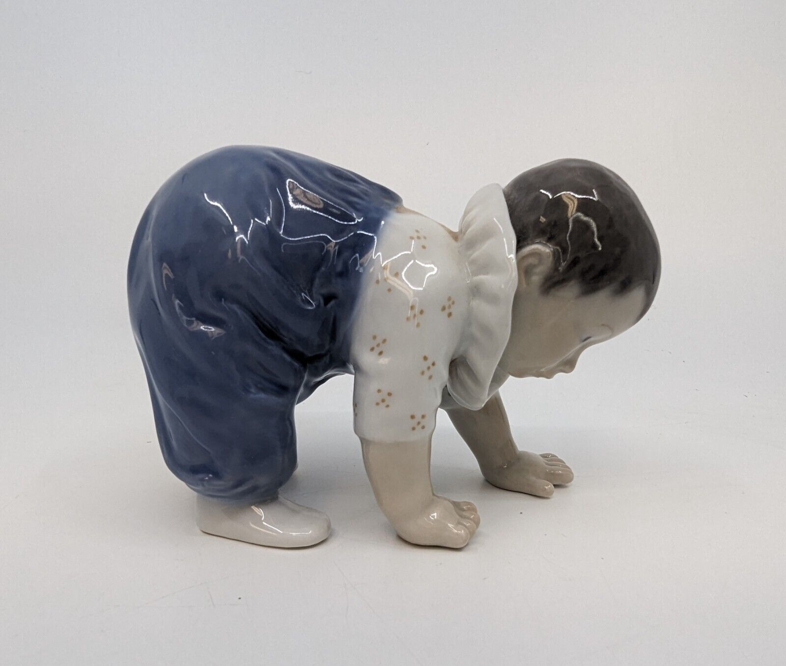 Vintage Royal Copenhagen Denmark Crawling Baby Boy Porcelain Figurine