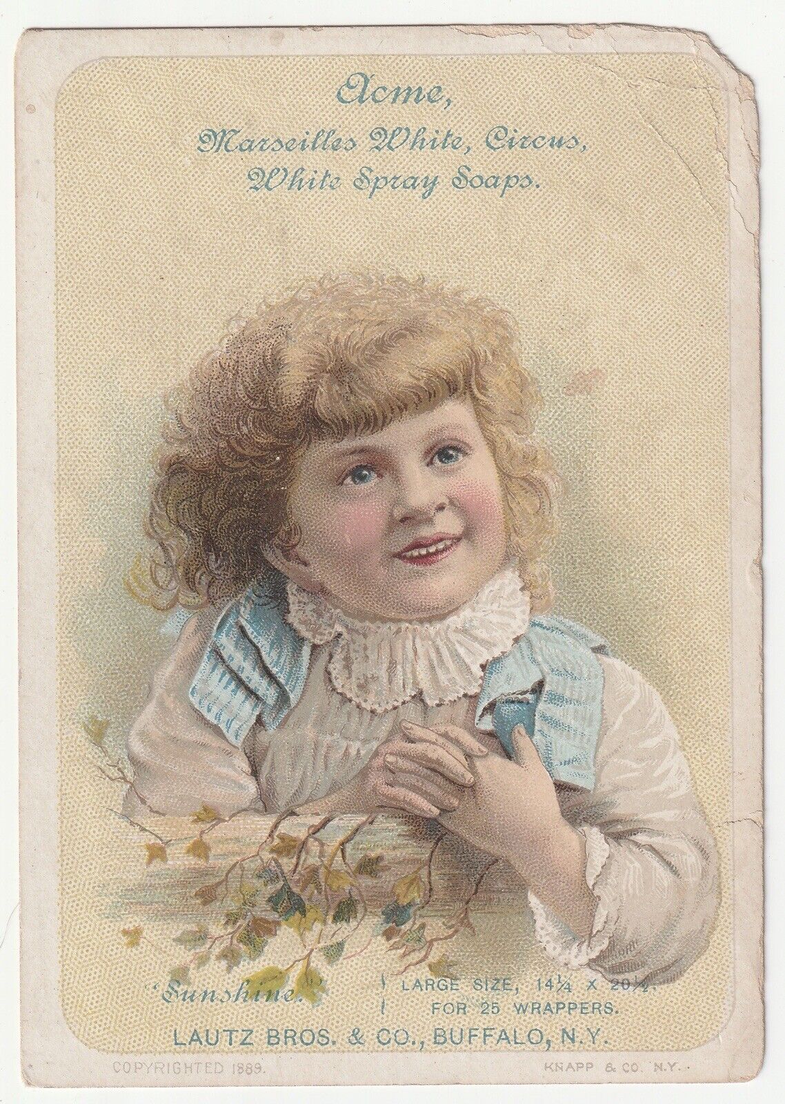 c1880s Acme Soap Smiling Girl Ad Buffalo New York NY Victorian Trade Card