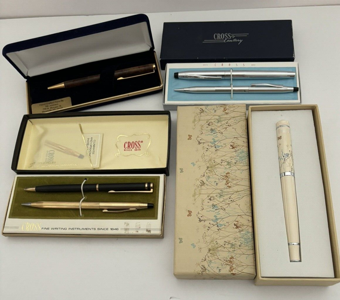 Lot of 6 Vintage Pens and Pencils (Cross, Handcrafted, Designer Etc.)