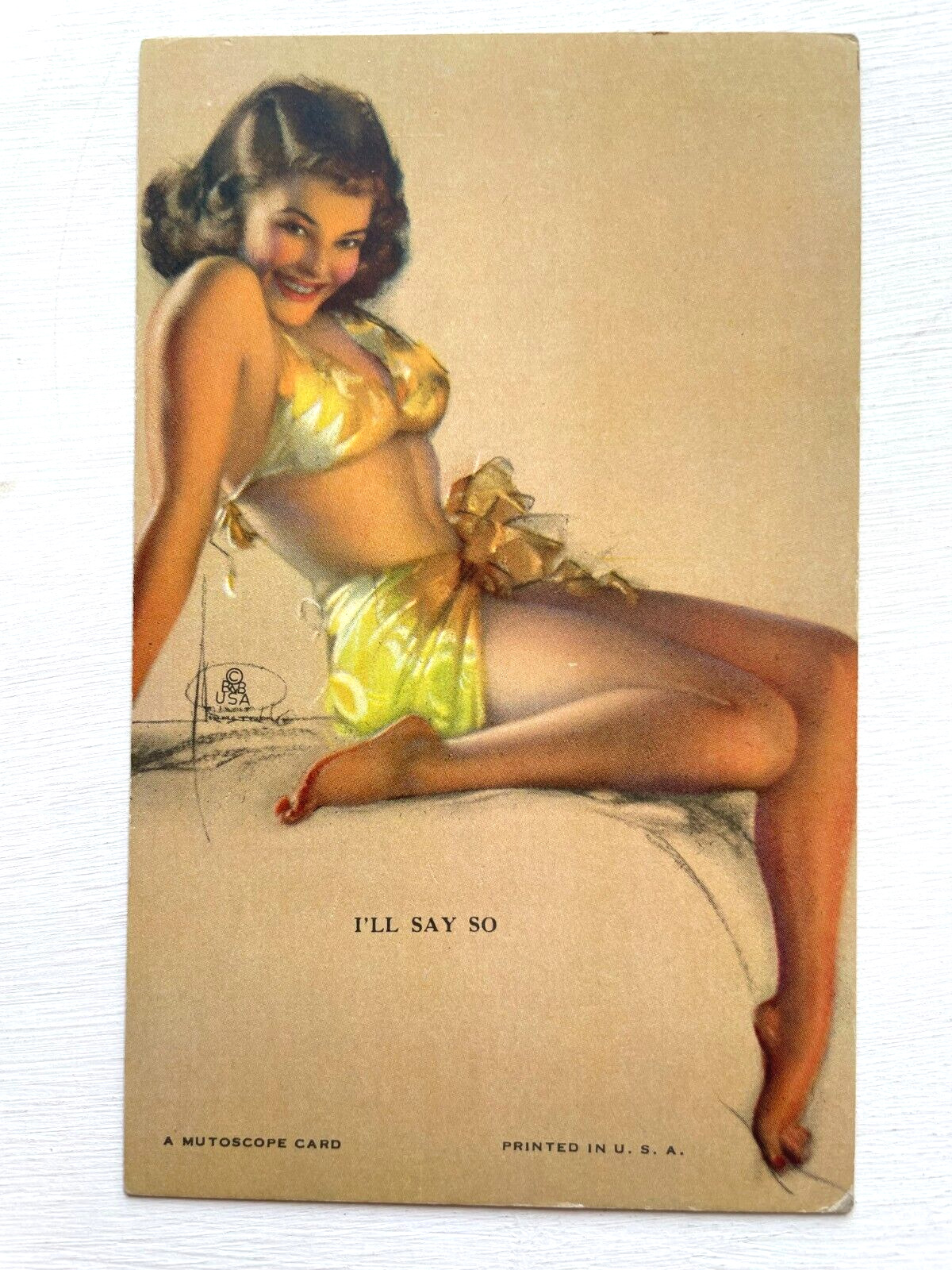 1940's Pinup Girl Picture Mutoscope Card by KO Munsen- I'll Say So
