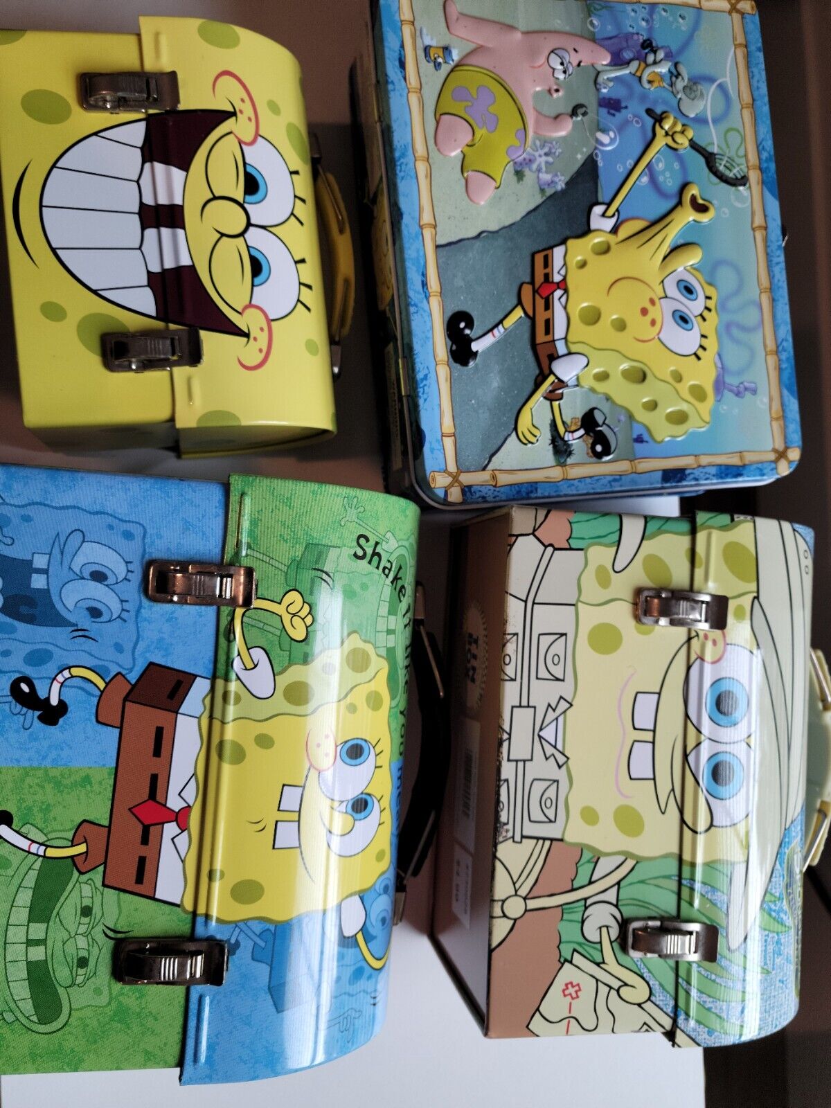 Lot Of 4 Sponge Bob Square Pants Lunchboxes, 07, 08  & 05.