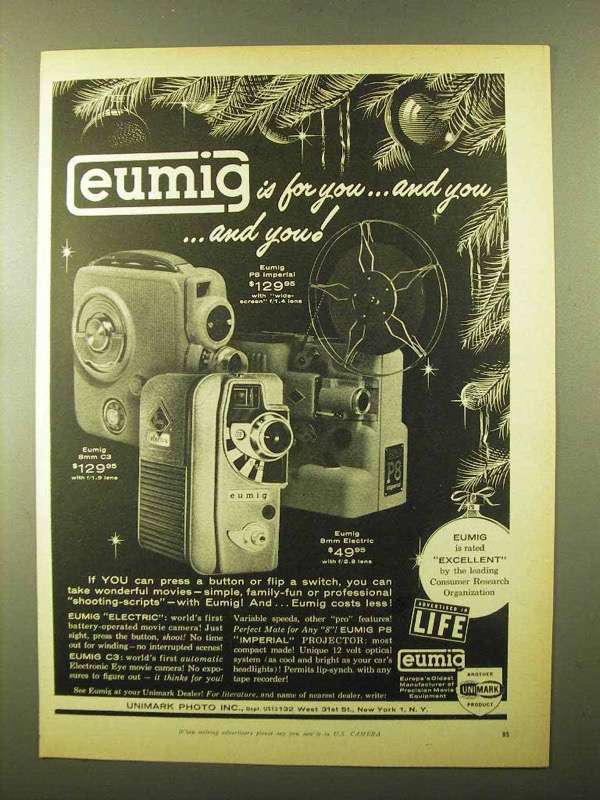 1957 Eumig C3 and Electric Movie Camera Ad