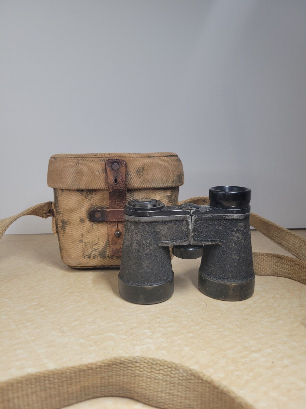 Japanese WW2 NCO Binocular WWI Japan 4x10 Leather Canvas Case RARE HTF