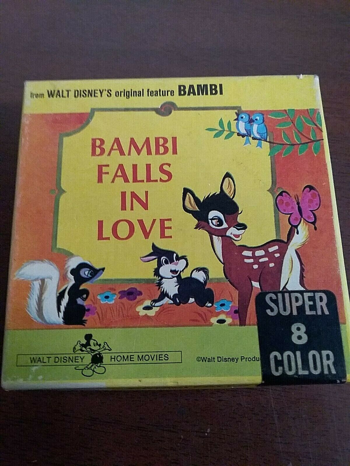 Disney Home Movies Super 8 Film 8mm Color  Bambi Falls in Love Original Box 