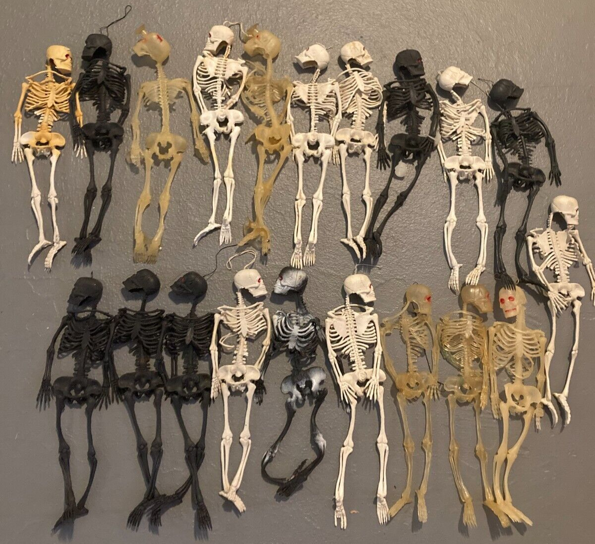 VTG Rubber Hanging Skeletons Halloween 1980's Jiggler 13” LOT 0F 20-HARD TO FIND