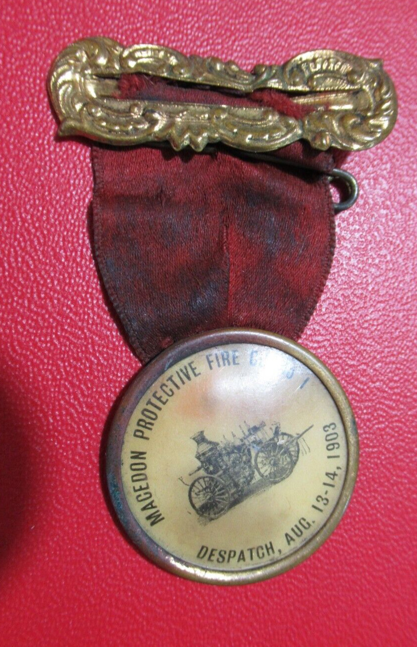 Rare 1903 Medal, Macedon Protective Fire Company, Despatcher Aug. 13-14 1903