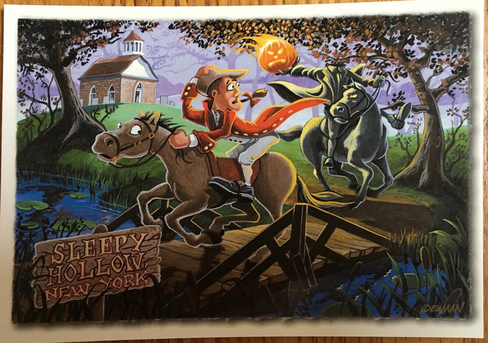 Sleepy Hollow, NY Ichabod Crane and the Headless Horseman - Postcard - unposted