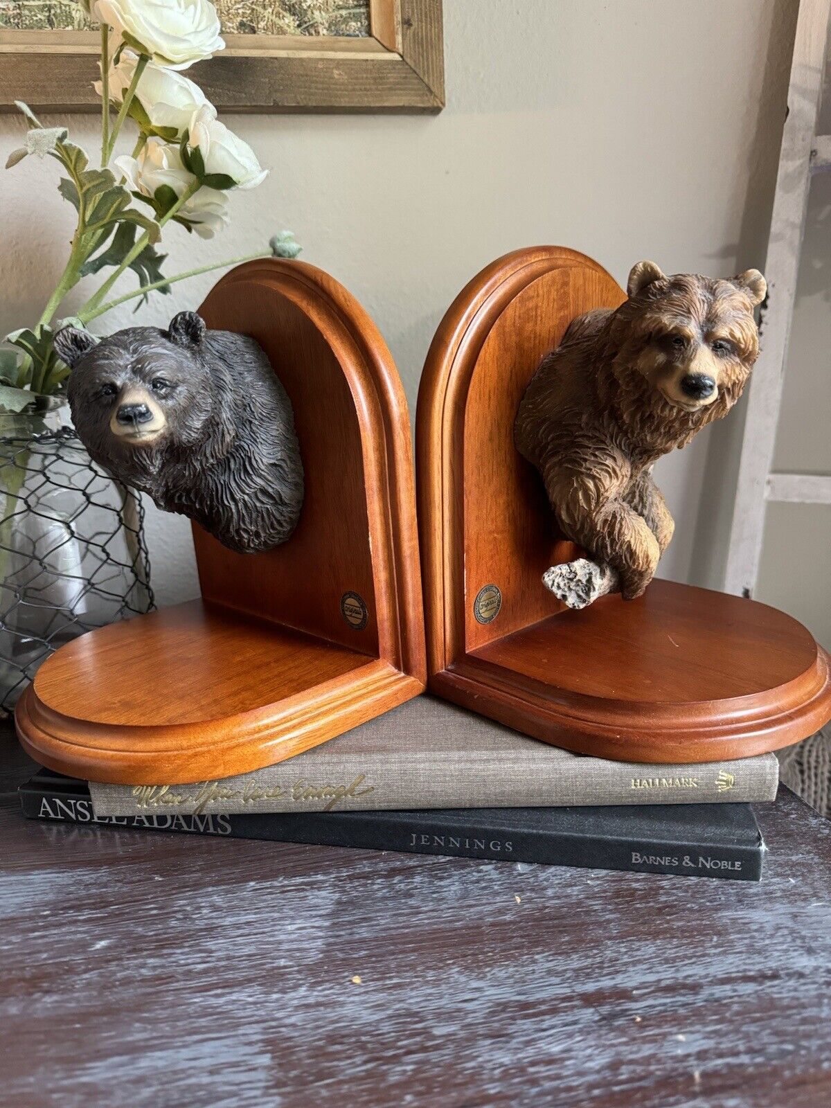 Mill Creek Studios Wooden Bear Carved Bookends