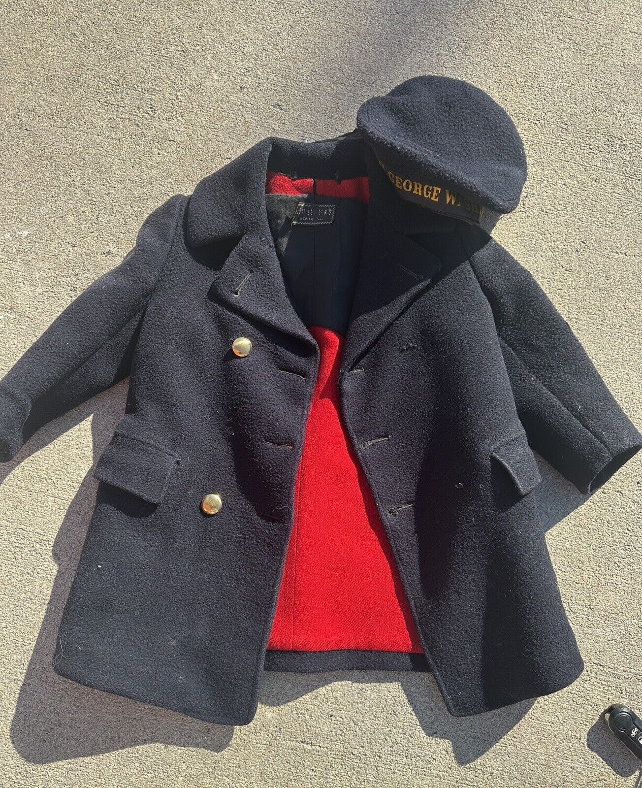 Antique Children’s Navy Peacoat And Hat-SS George Washington-1920s