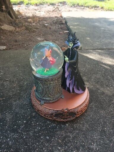 RARE Disney Villains Maleficent Musical Rotating SnowGlobe Sleeping Beauty Works