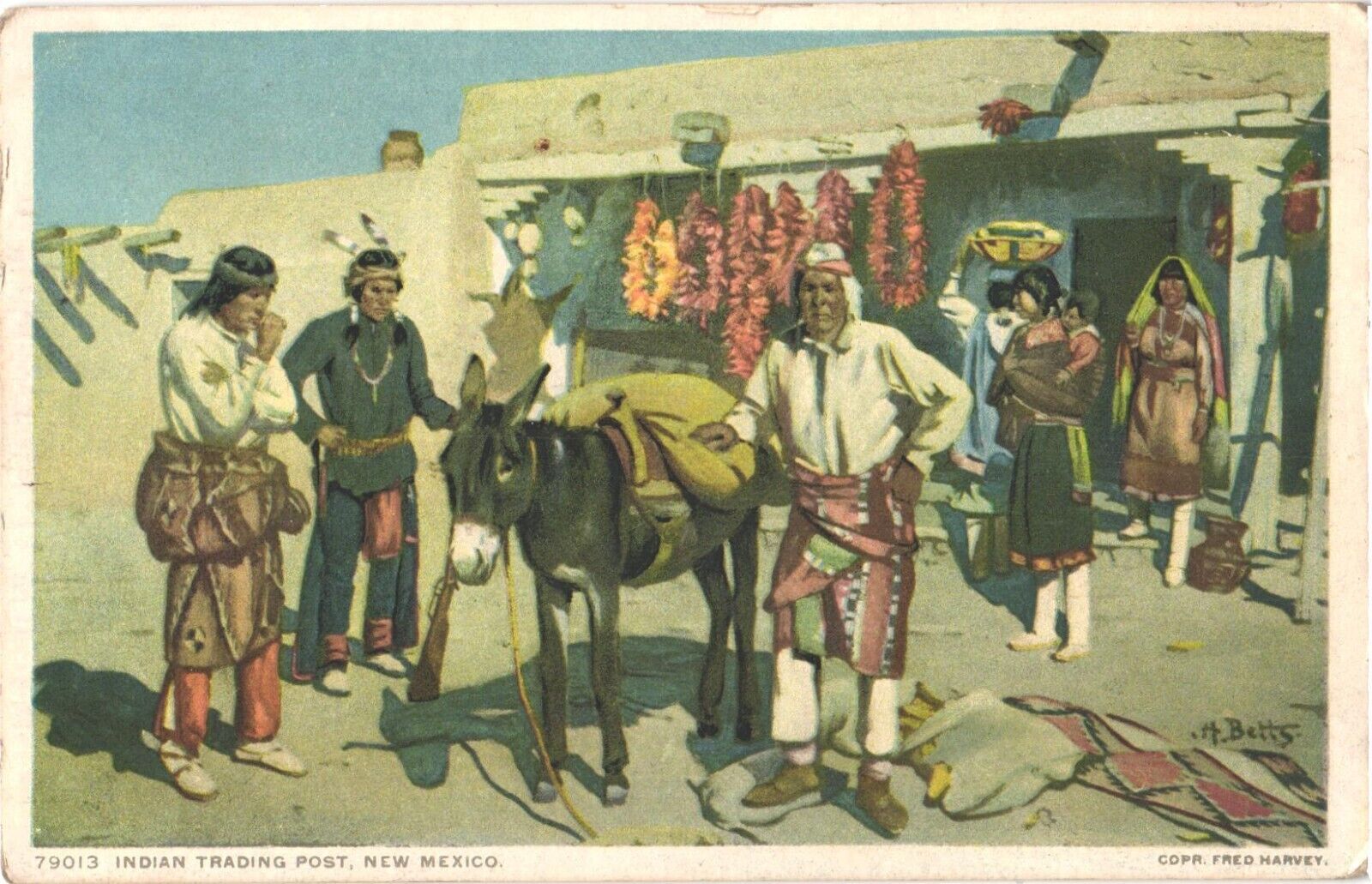 Indian Trading Post, New Mexico Painting by Harold Betts Postcard