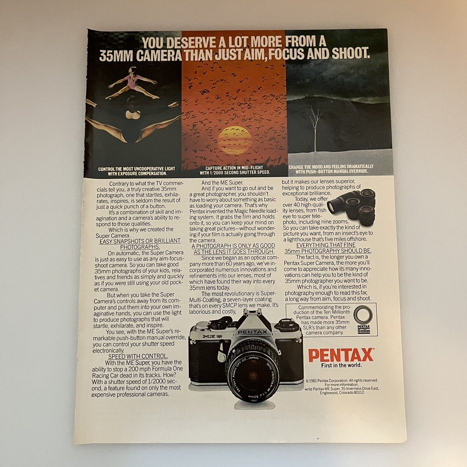 1981 Pentax ME Super Camera Print Ad Original Vintage 35mm You Deserve ALot More