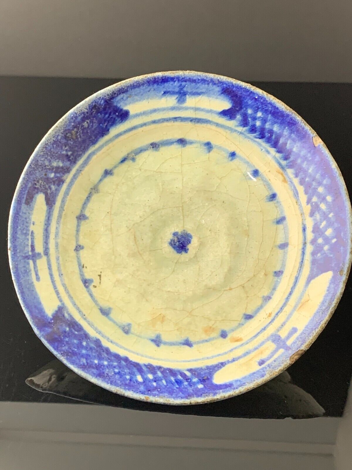 Islam, Very Old Plate, White - Blue, Diameter 17,5 cm / 6.889 Inch