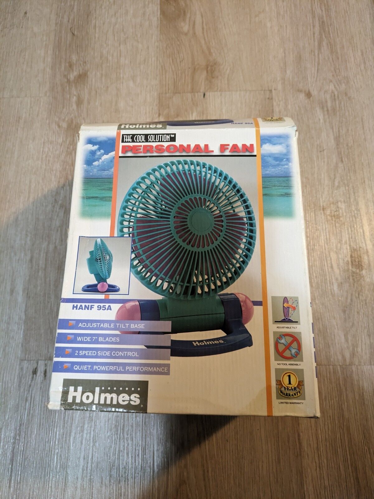 RARE Vintage Holmes Fan Teal Blue Purple Desktop Personal Childrens ORIGINAL BOX