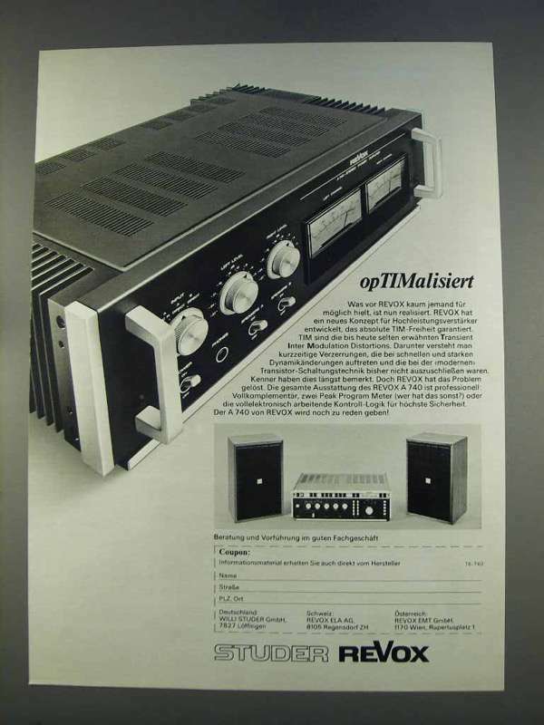 1977 Studer Revox Audio Equipment Advertisement - in German