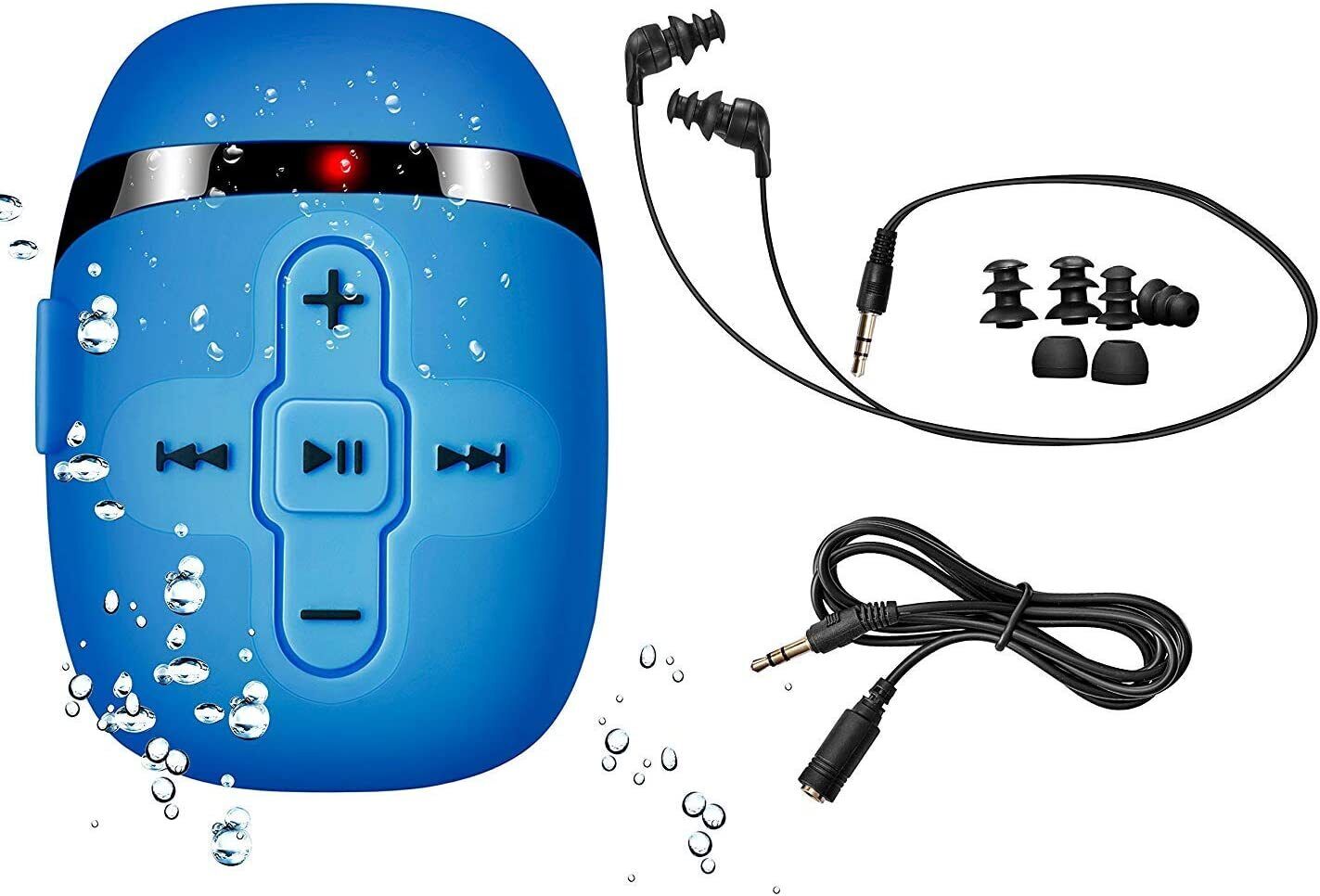 Mini IPX8 100% Waterproof MP3 Music Player,Waterproof Headphones with Short Cord